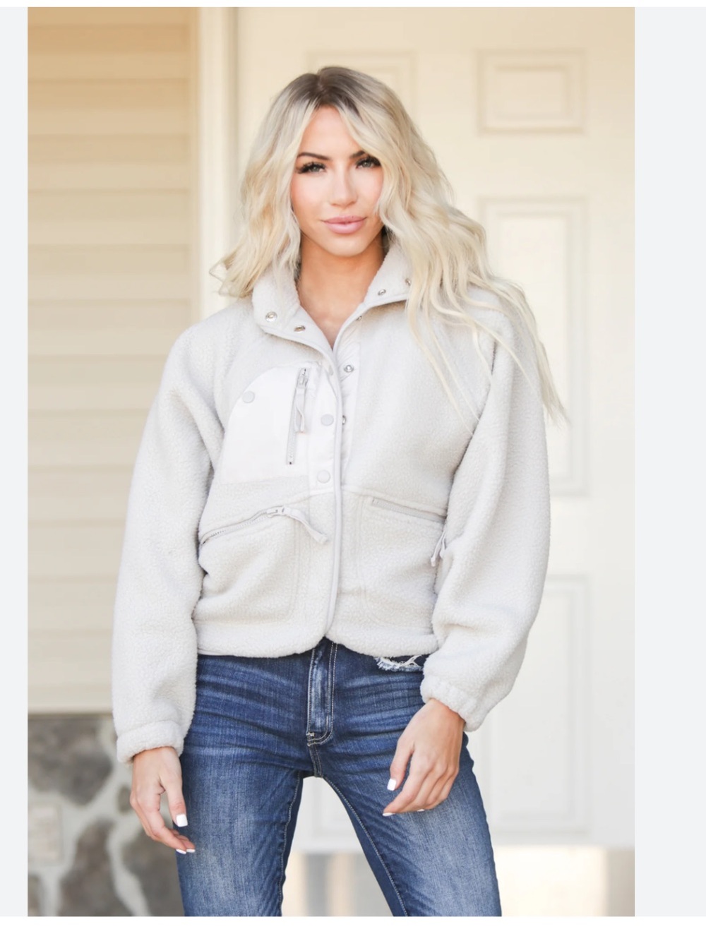 Free People XS Plush Zip-Up Fleece Jacket - Green